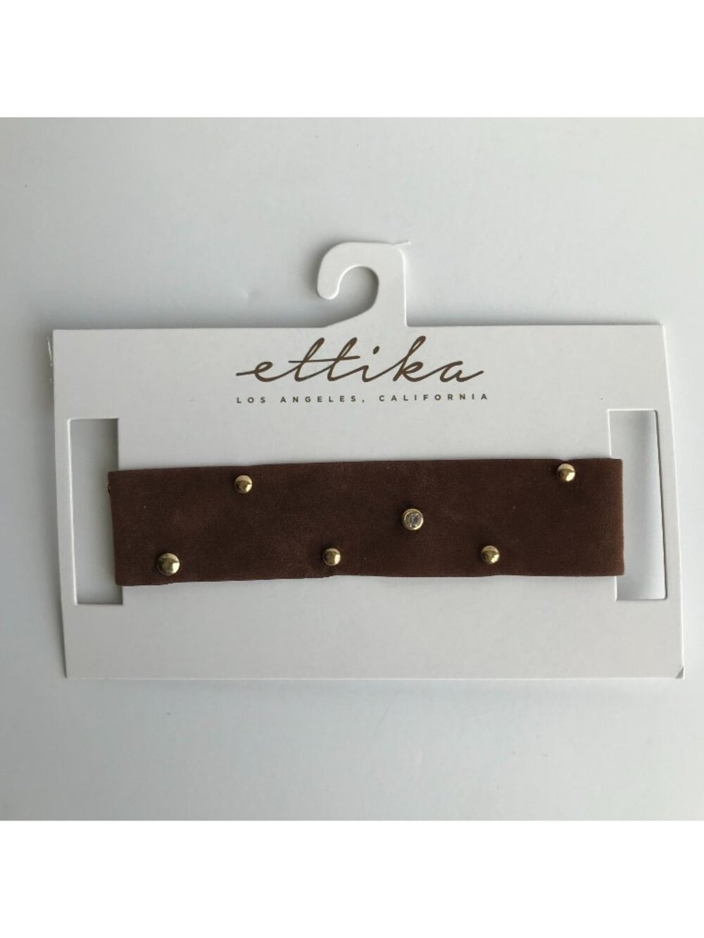 NWT Ettika Brown Studded Faux Suede Choker Necklace Western Festival Boho Y2K